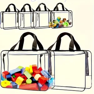 2 heavy-duty transparent storage bags with sturdy zippers and handles for closure – large plastic storage bags suitable for travel, toys, clothing, building blocks, supplies – durable, multifunctional rectangular bags (and various uses), shelf baskets.