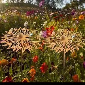1/2pcs of Metal Cornflower Sculptures, Artistic Decorations for Gardens, Courtyards, and Lawns, Rusty Art Decor, Iron Flower Ground Inserts, Cornflower Silhouettes, Outdoor Statues, Outdoor Festival Decorations, and Holiday Gifts