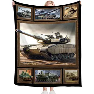 Army Tank Flannel Blanket | Soft Warm Military Themed Throw for Kids Adults Men Women, Ideal Valentine’s Day & Birthday Gift, Perfect for Home Office Travel, Multi-Size