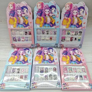 Cute Cartoon Nail Art Short Round Wearable Nails, Soft Maroon Color, No Glue, Detachable, Perfect for Daily Wear & Gifts