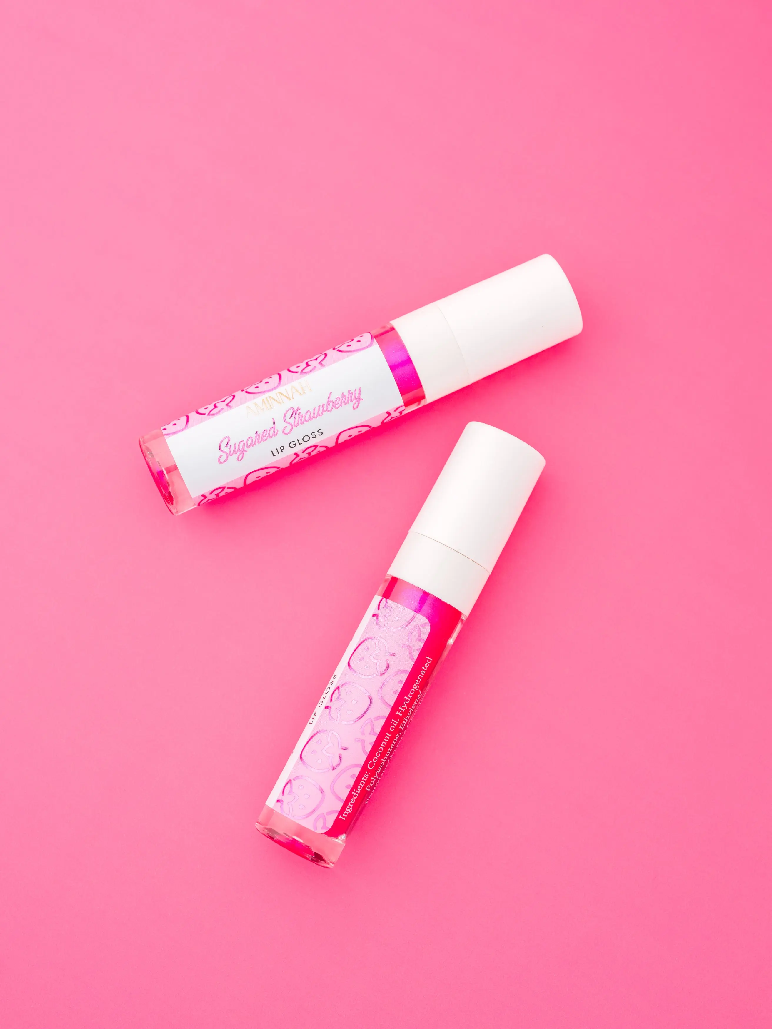 Sugared Strawberry Cosmetic Lip Gloss with Moisturizing Formula