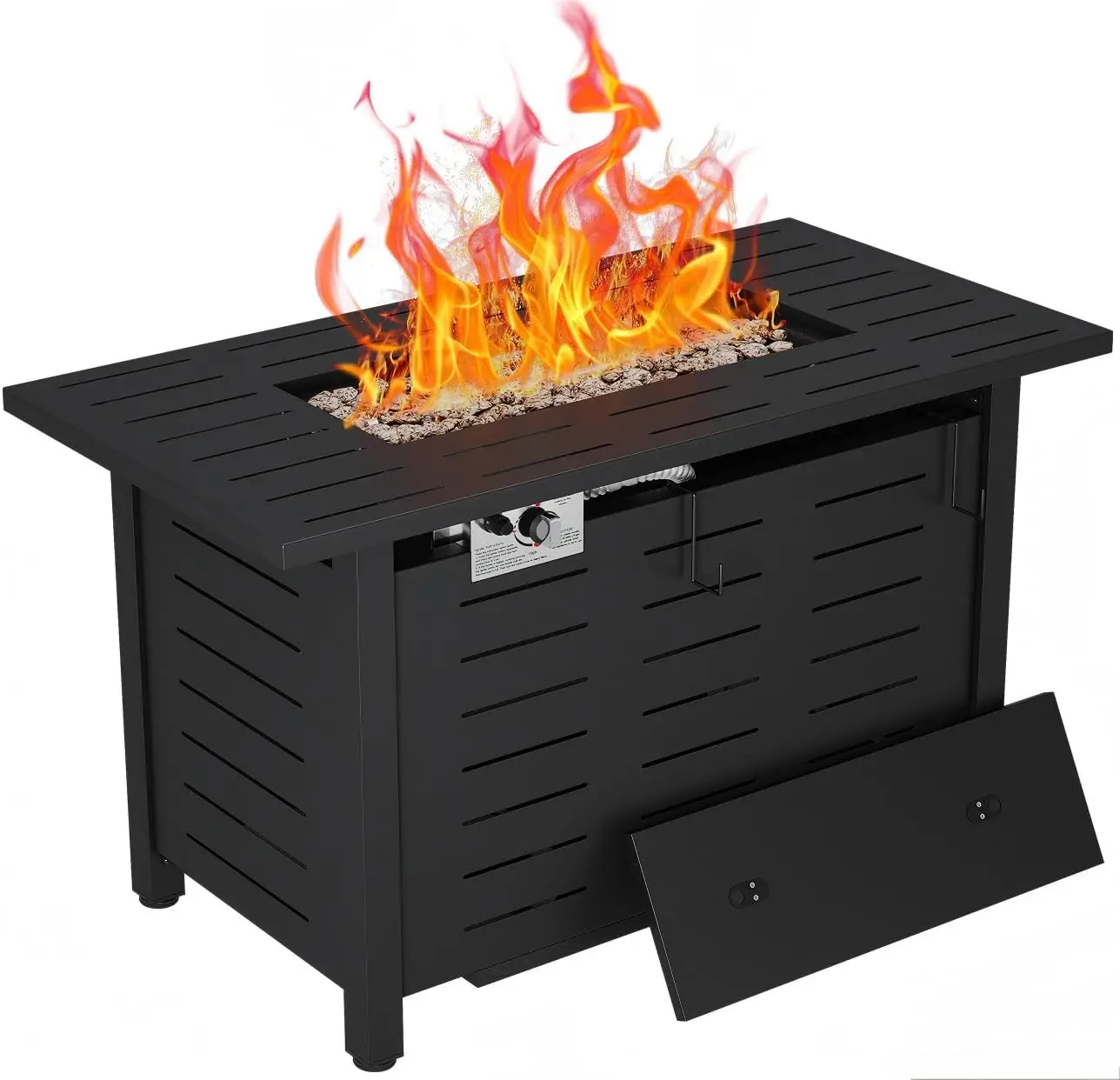 Aoxun 40" Outdoor Propane Fire Table,Fire Pit with Removable Lid,2 in 1 Fire Table with Lava Rocks & Lid,50000 BTU Patio Heater, Rectangle Gas Firepit Table for Garden/Patio, CSA Certification,CSA Certification