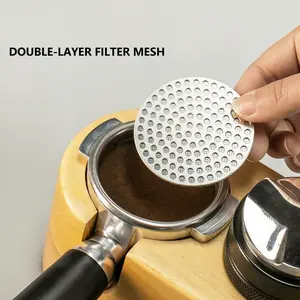 Reusable Stainless Steel Coffee Powder Filter, Dual Layer Mesh, Efficient Extraction, Durable for Baristas, Sizes 51mm/53mm/58mm