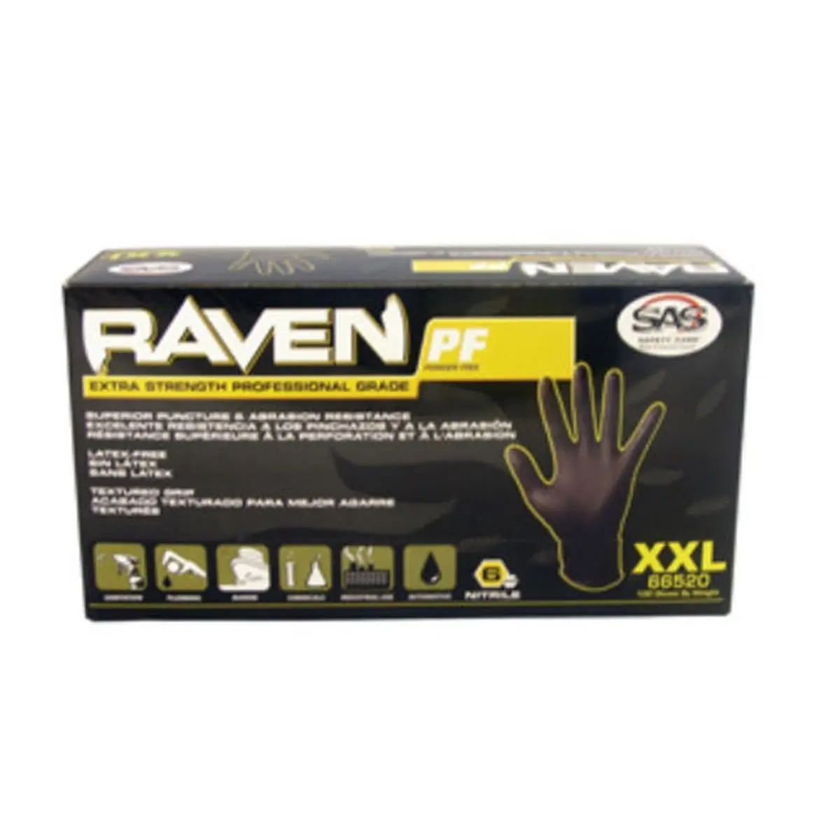 212 MAIN Black Raven Nitrile Cleaning Gloves, XXL Size, Powder-Free, 6 Mil Thick, Textured Grip, Non-Slip