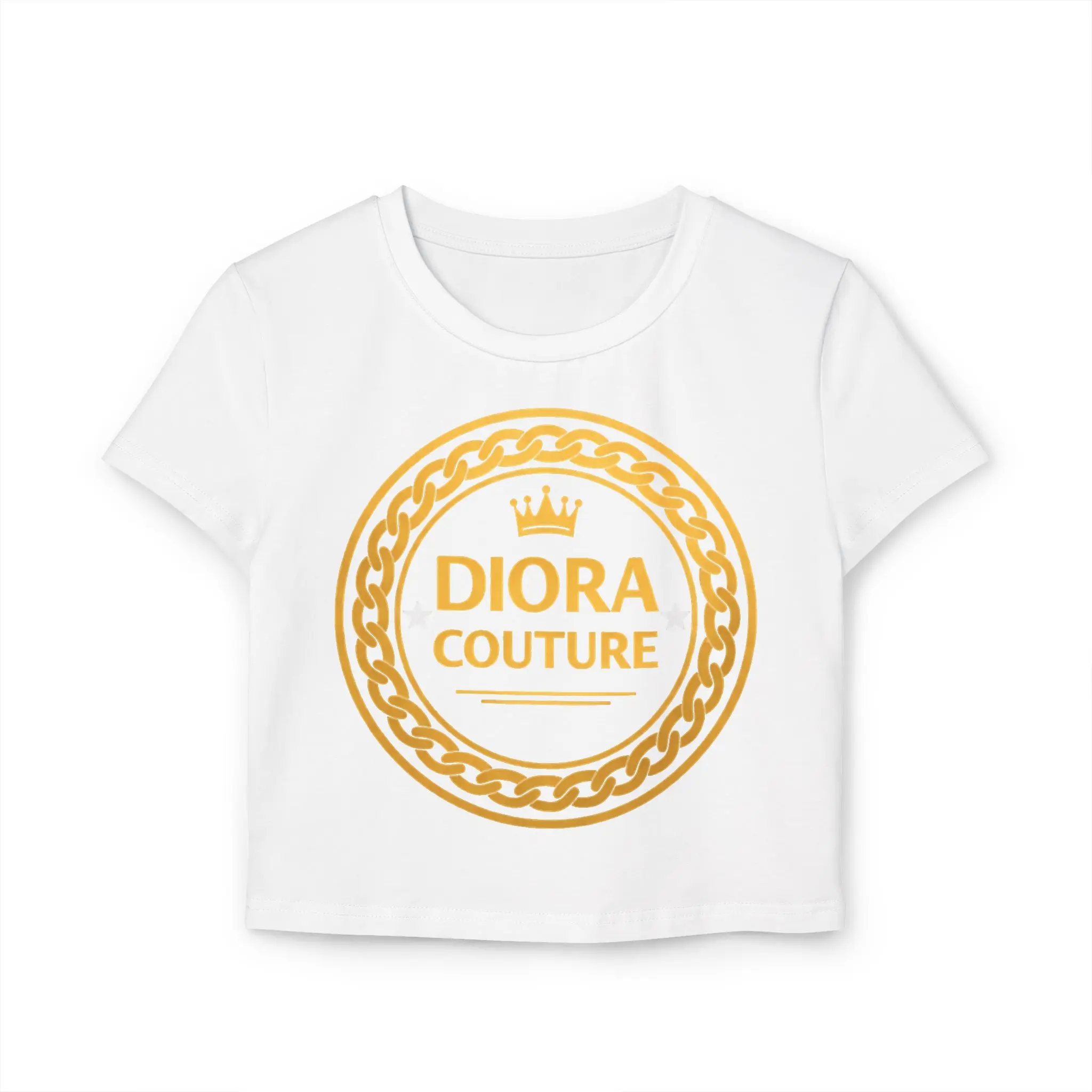 Diora Couture Golden Logo Crop Tee