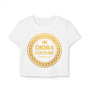 Diora Couture Golden Logo Crop Tee