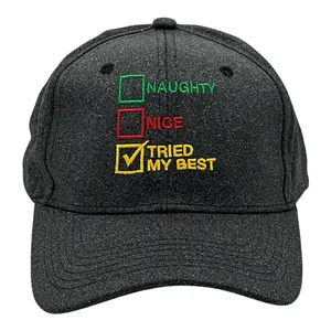 Naughty List Nice List Tried My Best Hat Funny Sarcastic Christmas Graphic Novelty Cap Funny Hats Christmas  Funny Sarcastic  Novelty Caps for Men Black - Standard