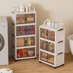 Multi-Layer Storage Cabinet, Home Snacks Clothes Miscellaneous Plastic Organizer, Foldable Shelf, Space-Saving Rack