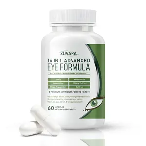 14 in 1 Advanced Eye Formula AREDS 2 with Lutein and Zeaxanthin - 60 Vegan Capsules of Eye Vitamin Supplement with Astaxanthin,Saffron & Meso-Zeaxanthin - Perfect for Eye Health & Vision Optimum