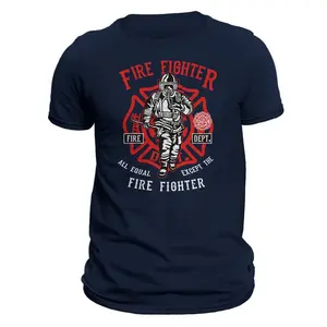 Fire Department Firefighter Retro Men's T-Shirt Casual Classic Cotton Crewneck