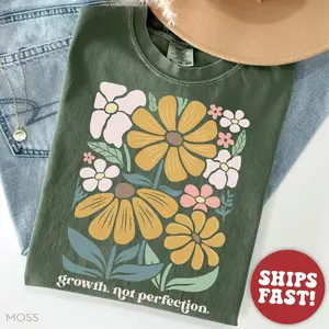 Comfort Colors Mental Health Shirt for BCBA Gift, Special Education Teacher Shirt, Growth Not Perfection, RBT Gift