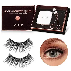 MLEN Magnetic Eyelash clusters Kit: 3D Lightweight Lashes, Waterproof & Reusable – Complete Set with Mascara, Curler & Mirror (Beginner-Friendly Gift)