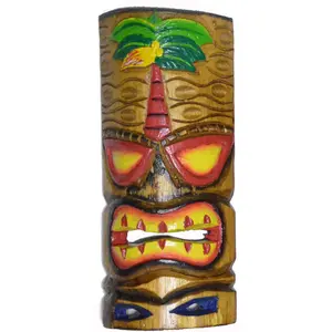 WorldBazzar Hand Carved Polynesian PALM TREE Hawaiian Tiki Style MASK 12 in Tall Scratch and DENT Sale!!!