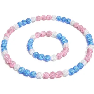 Baseball Necklace 18in Baseball Chain and Bracelet Set Beaded Necklace  for Men Women Bling Rhinestone Drip