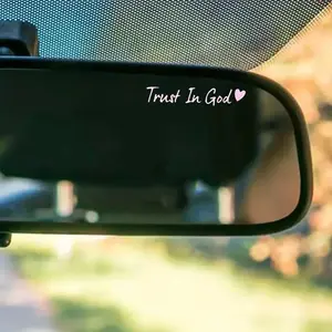 Letter & Heart Pattern Car Rearview Mirror Sticker, 2 Counts Self-adhesive Car Mirror Decal, Car Exterior Decoration Accessories, Windshield Sticker, Car Decals, Vehicle Exterior Decoration, Religious Car Accessory