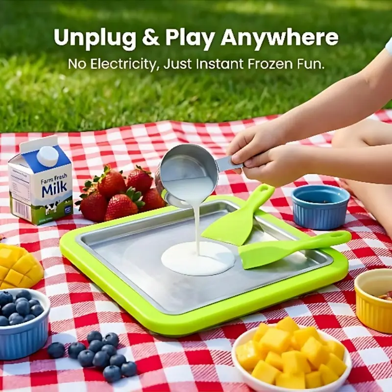 A 304 stainless steel ice-making machine, available in 3 colors. Made of food-grade materials, it doesn't require an electrical connection. Suitable for the production of various yogurts, ice cream rolls. Kitchen Gadgets, Durable kitchenware