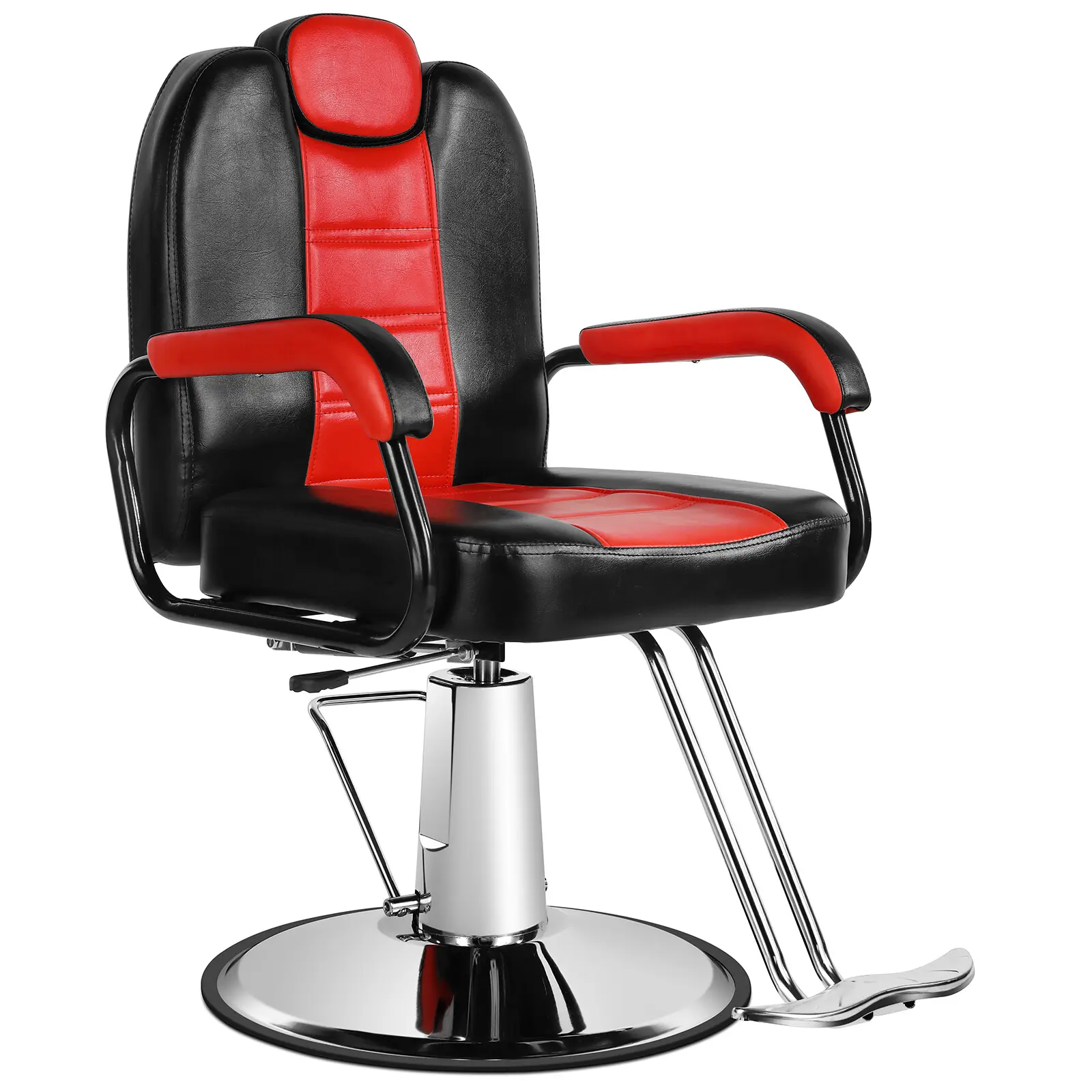Salon Chair for Hair Stylist Reclining Barber Chair Heavy Duty Hydraulic Hairdresser Chair Spa Furniture Shampoo Extra Wider Seat Beauty Hair Salon Equipment Red & Black Leather
