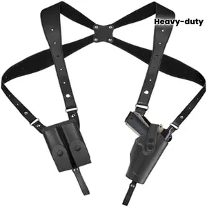 Universal Vertical Shoulder Holster for Concealed Carry with Dual Magazine Pockets Fits Most Handguns Made of Premium Genuine Leather Tactical Equipment SpringStatements