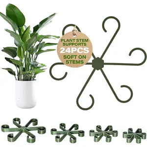 24PCS Forest Green Plant Stem Support, Invisible Stem Supports for Indoor Plants, Monstera Plant Support for Healthy Growth, 4 Sizes Climbing Houseplant Holders, Reusable Plant Accessories