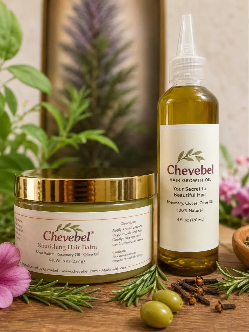 Chevebel Nourishing Hair Care Set – Hair Oil & Hair Balm | Rosemary, Olive Oil & Shea Butter