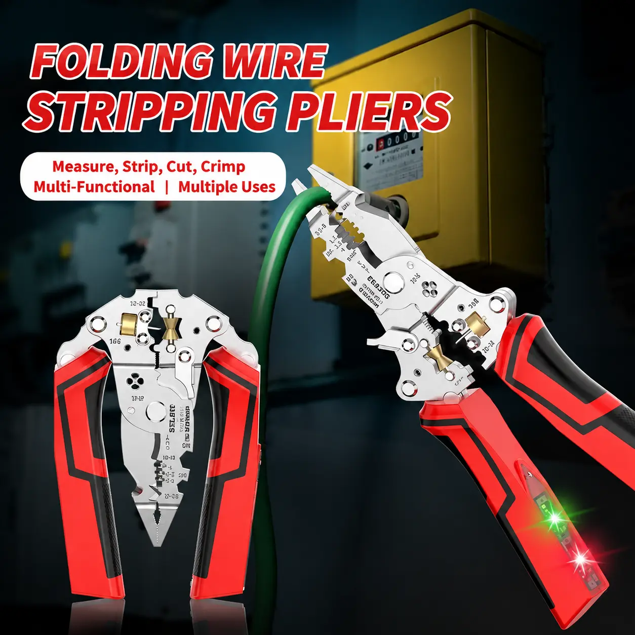 16-in-1 electrician’s stripping pliers with voltage tester and dual alarm functions — electrical pliers for cutting wires, pulling cables, and making wire connections Multi-Function Electrician Tool Set sewing 8-in-1 multi-functional all-season use