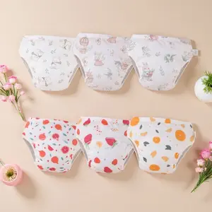 6pcs Baby Training Pants, Reusable Washable Diapers, Sizes 90 100 110, Cute Fruit Animal Cartoon Designs, Night Urination Training