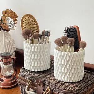 Rotating Makeup Brush Holder Stand, Low Allergy Plastic Cosmetic Storage Box, Vanity Table Accessories, Beauty Tool Organizer