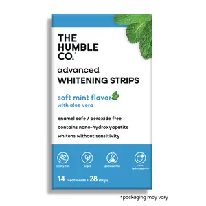 The Humble Co. Advanced Whitening Strips - Mint & Aloe Vera, 14 Treatments, 28 Strips, Peroxide-Free, Enamel-Safe, Nano-Hydroxyapatite, Dead Sea Salt, Cruelty-Free, Vegan, Planet-Friendly