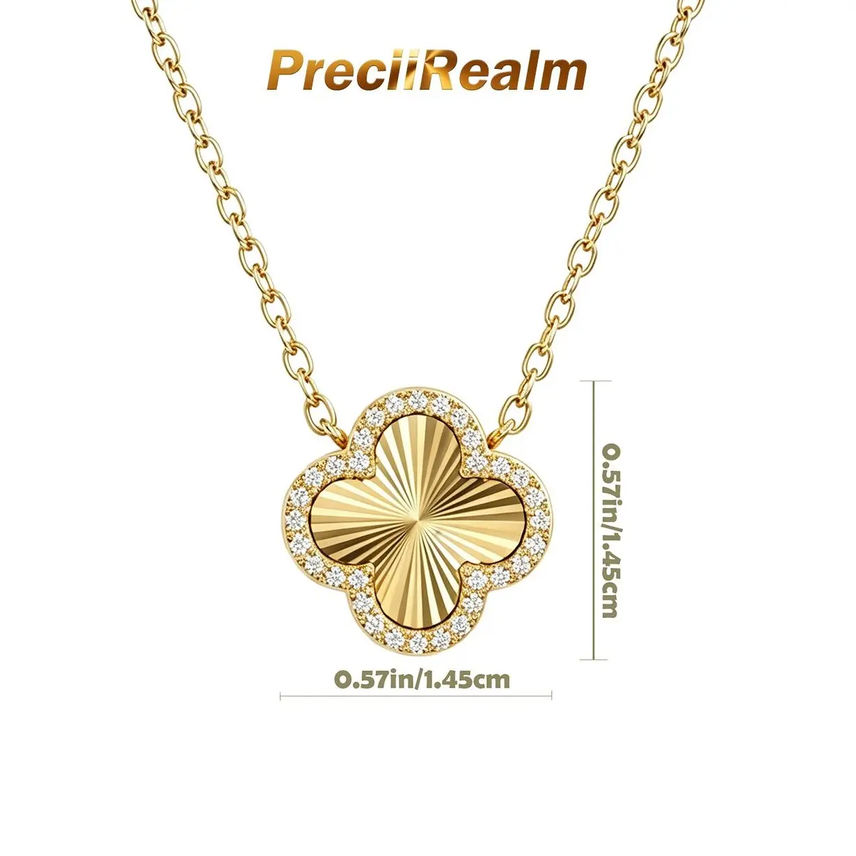 PreciiRealm 14K Gold Clover Necklaces for Women - Lucky Four Leaf Clover Necklace Pendant，Simple Jewelry Gifts for Women