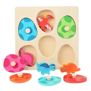 Colorful Dinosaur Egg Puzzle Toy Shape Sorter, 1 Set Dinosaur Wooden Puzzles for Shapes Color Cognition, Preschool Learning Toy for Birthday Gifts