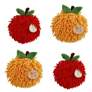 2pcs Cute Apple Chenille Hand Towels, Ultra Absorbent Quick Dry Cloths, Ideal for Kitchen & Bathroom, Durable Hanging Design