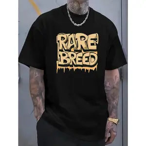 Men'S "Rare Breed" Graphic T-Shirt - Casual Cotton, Short Sleeve, Round Neck, All-Season Wear, Machine Washable, Breathable Clothing| Bold Graphic Tee| Knitted Texture