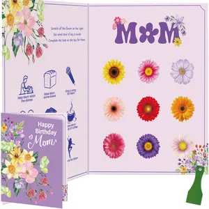 Mom Birthday Scratch-Off Card, Creative Interactive Greeting Card, Perfect Surprise Gift for Kids to Give Mom on Mother's Day & Birthday