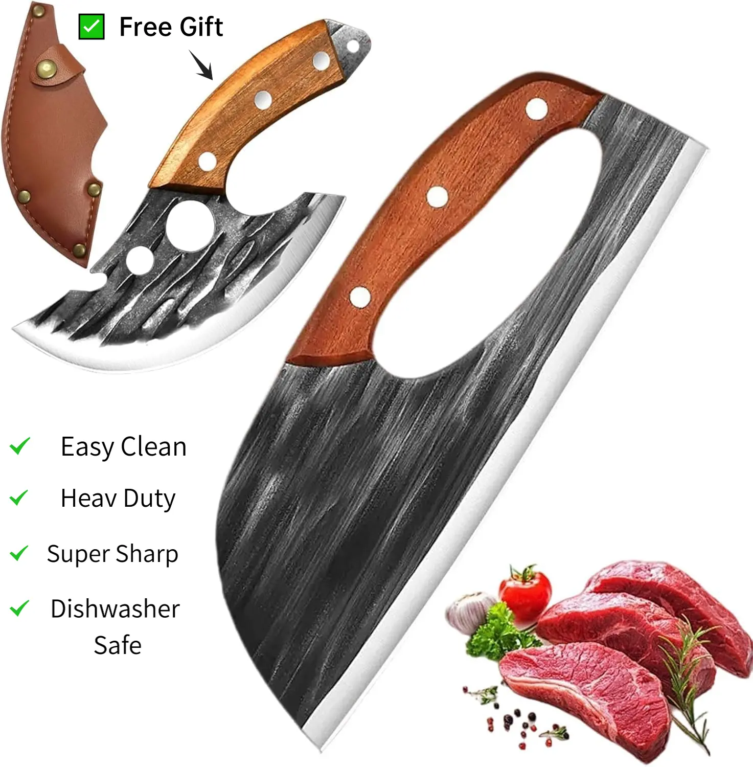 [Buy 1 Get 1 Free] Knives Kitchen Set | Knife | Kitchen | Household | Kitchen Accessories | Ergonomically designed handles, perfect for home cooking, outdoor BBQs and camping, a Father's Day gift. non-stick stainless steel