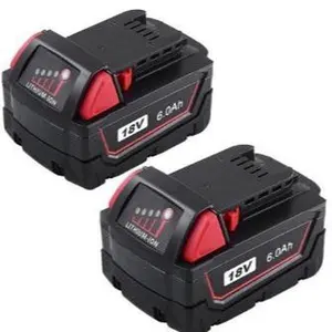 2 x 18V 6.0Ah Batteries M18, Suitable for all Milwaukee M18 Batteries 48-11-1850 48-11-1820 48-11-1840 M18 M18B XC Cordless Power Tools 18V Lithium Battery +1*Charger