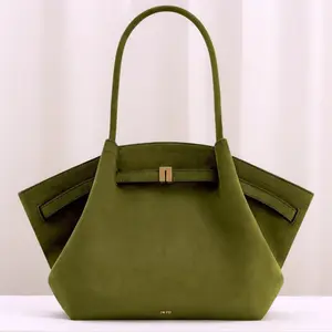 JW PEI Hana Medium Faux Suede Tote Bag - Dark Olive