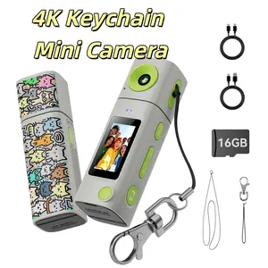 【Gift: 16GB Storage】Mini HD Digital Keychain Camera – Vlogging Camera & Camcorder for Pictures, 270° Rotating Lens, 21 Color Filters, Ultra-Small Lipstick Size, Y2K Retro Style