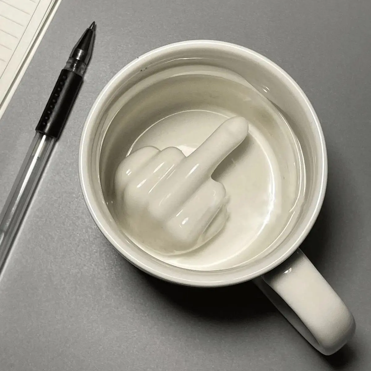 UFORU FK Funny Ceramic Cup - Washable Kitchen Drinkware for Americano, Hot Tea, Iced Coffee - No Power Required