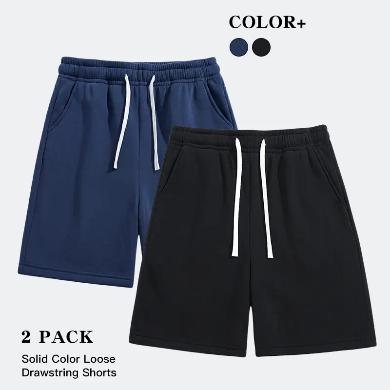Men’s two-piece sweatpants/shorts set for multiple occasions, elastic drawstring waistband, suitable for fitness, beach, summer, and everyday casual wear.