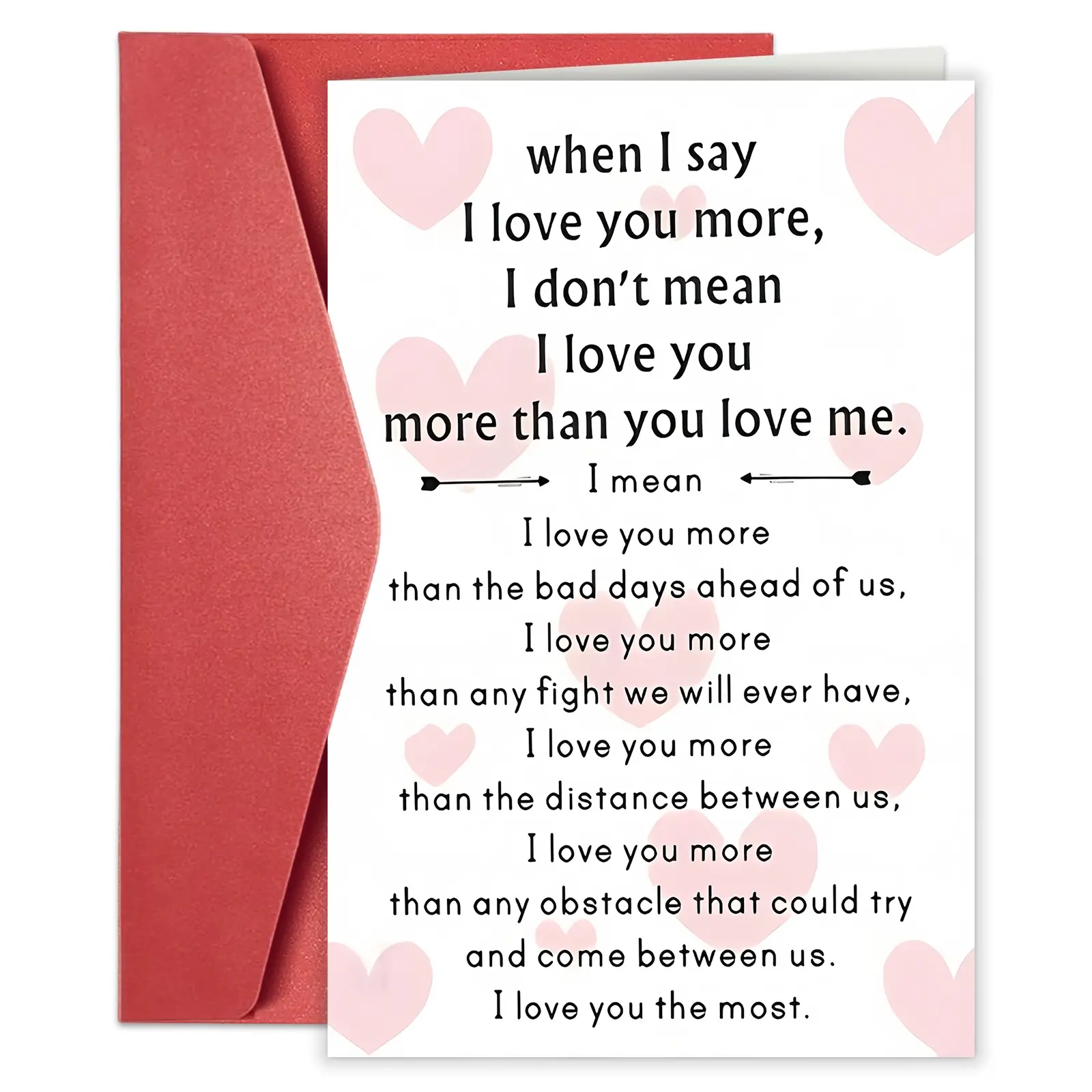1PC Romantic Love Card with Envelope, "I Love You the Most" Heart Pattern, Card Design, Personalized Fantasy Theme, Custom Message Card, Premium Quality, Ideal for Valentine's Day, Birthday, Anniversary