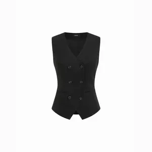 Cider V-neck Double Breasted Blazer Vest With Belt