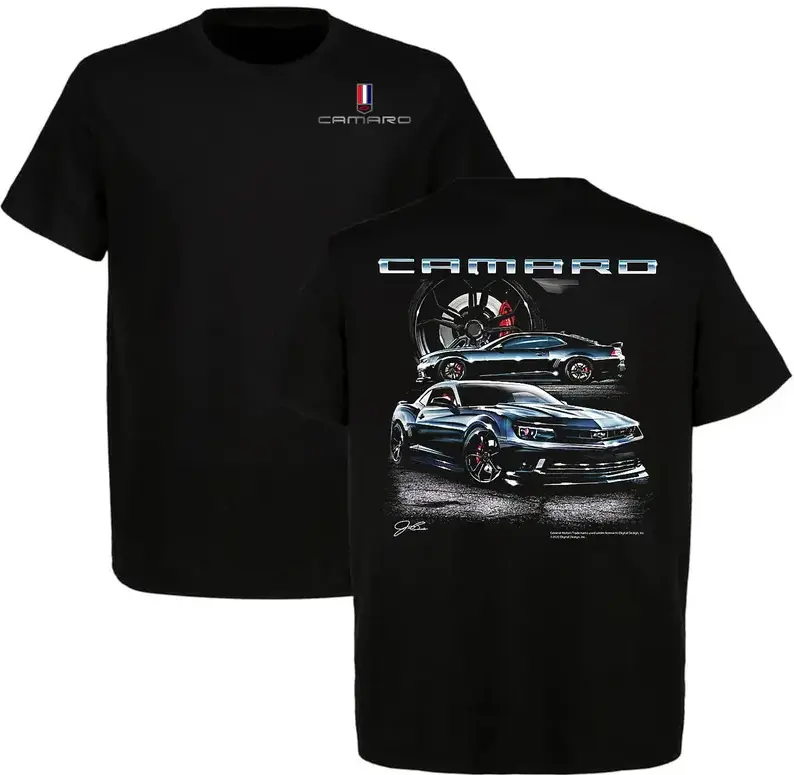 Men's Shortsleeve Round Neck Camaro ZL1 5th Gen Graphic Tshirt - 2010s Muscle Car Enthusiast Streetwear, Summer Outfits, Menswear Crewneck Tropical