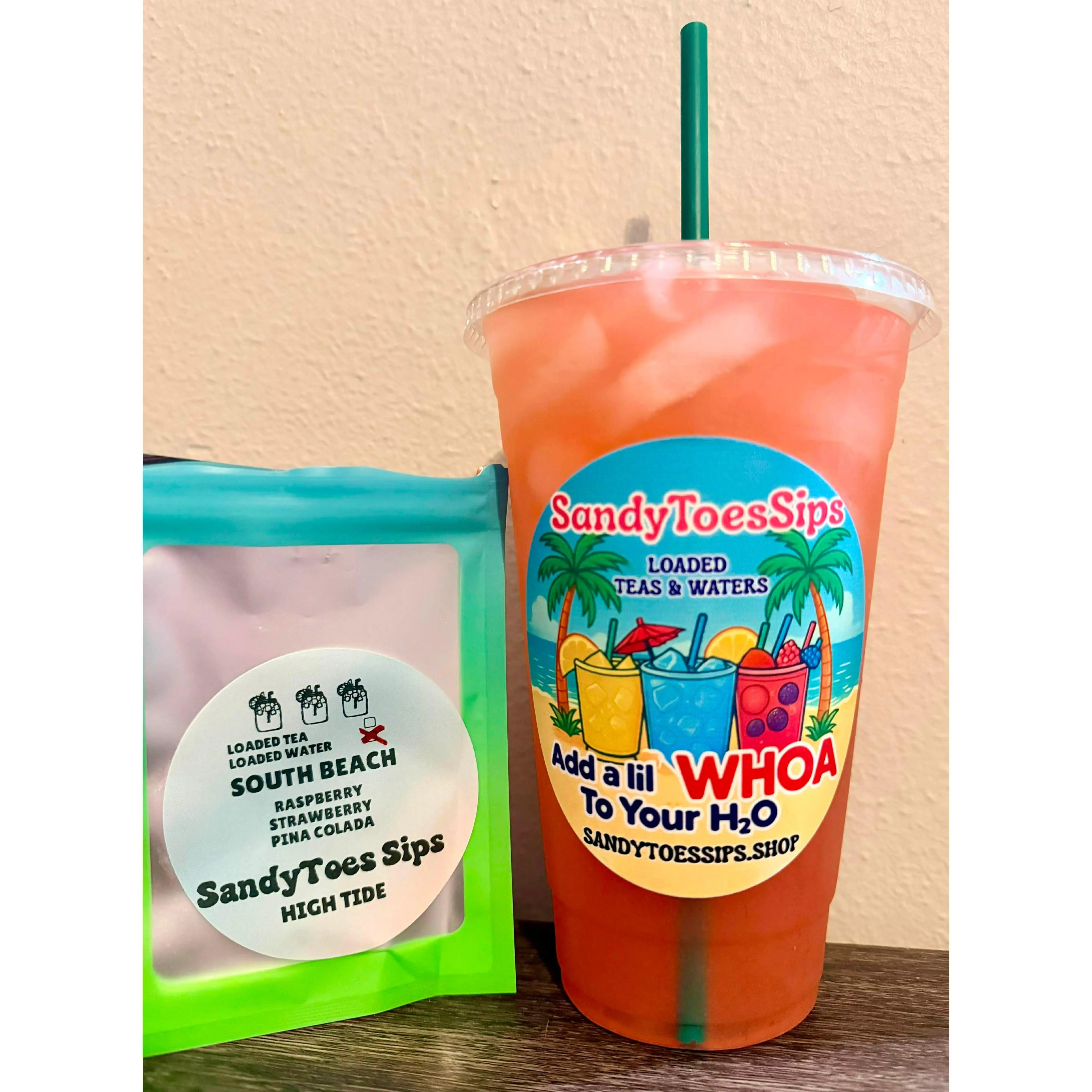 SandyToes Sips SOUTH BEACH Loaded Tea Drink & Collagen Berry Beverage - Sugar-Free, Gluten-Free