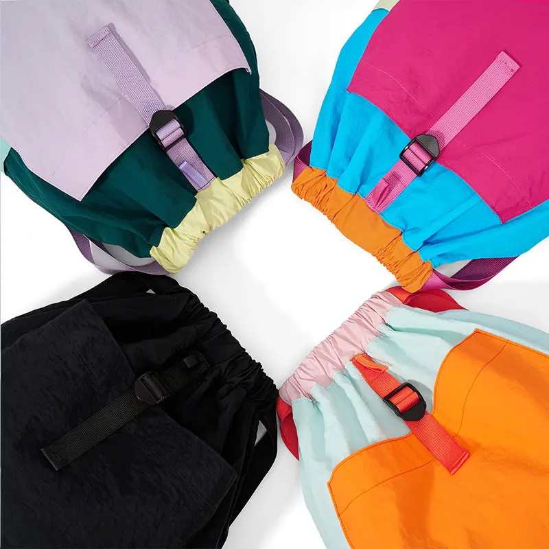 Patchwork drawstring backpack, lightweight tennis and badminton shuttlecock storage bag, suitable for outdoor sports, hiking, and mountaineering.