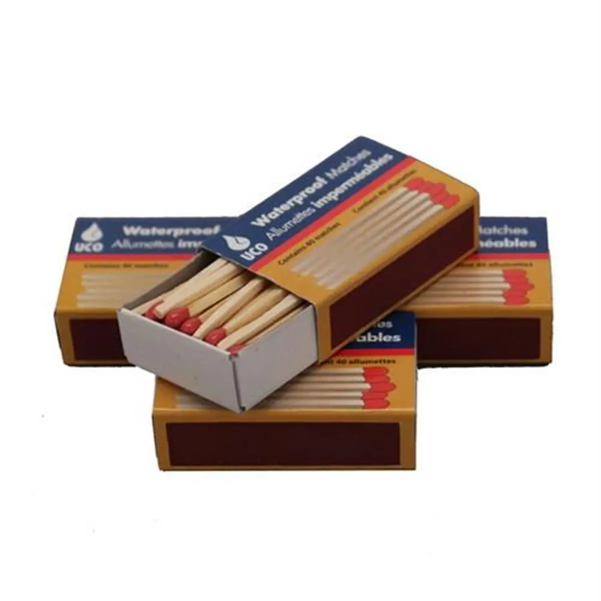 212 MAIN Waterproof Safety Matches with Strikers, Carbonized Sticks, 4-Pack (40 Matches/Box) Compact Packaging for Hiking/Camping, Outdoor Survival Kits