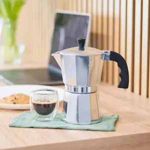 Classic Stovetop Espresso and Coffee Maker, Moka Pot for Italian and Cuban Café Brewing, Greca Coffee Maker, Cafeteras, 1 Espresso Cup, Silver Tea