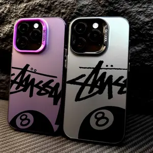 Fashion Brand billiards number 8 Phone Case Protector for iPhone 17 16 15 14 13 12 Pro Max Air | Multicolor Matte Laser Metallic Phone Case | Aurora Gradient Finish with Smooth Matte Texture | Durable Scratch-Resistant Anti-Fingerprint Protective Cover