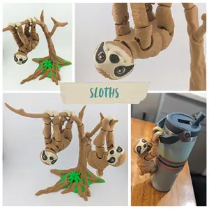 Premium Articulated Sloth w/ Tree Hand-Finished Fun Desk Décor 3D-Printed Smooth Motion Cozy Vibes Display Ready Giftable Collectible