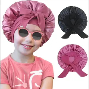 L-B3   2 PCS Kids Bonnets for Girls, Silk Bonnet for Kids, Satin Bonnet for Sleeping, Baby Toddler Tie Bonnet Sleep Cap Haircare Elastic