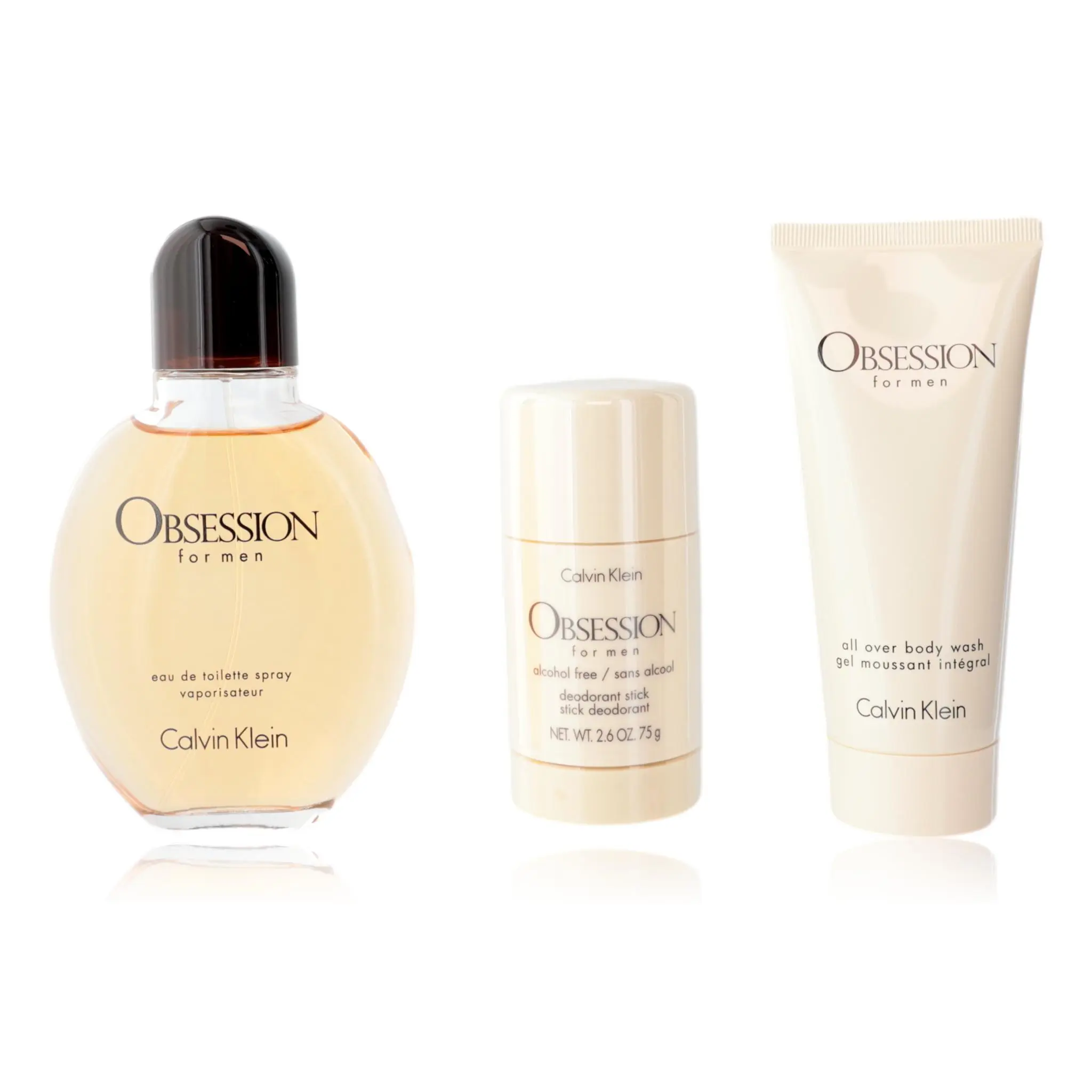 Obsession for Men 3 Piece Oriental Fragrance Sets, Includes 4.2oz EDT Spray, Deodorant Stick & Body Wash with Lavender & Clove